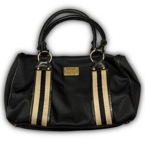 Michael Kors Black Nylon Striped Satchel